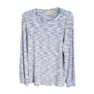 Soft Surroundings Womens‎ Blue Heathered Ribbed Knit Pullover Sweater Size L